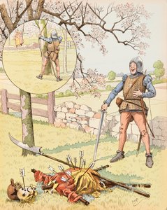Jacques Marie Gaston Onfroy de Breville dit JOB (1858-1931) - Le Franc Archer de Bagnolet (comic work of the 15th century featuring a fanfaron soldier), Private Collection بواسطة اسم مستعار لـ Onfray de Breville Jacques Job
