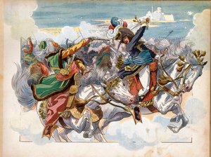 يواكيم مراد (1767-1815) أثناء معركة أبو قير عام 1799 ، أثناء الحملة (الرحلة الاستكشافية) لمصر ، أسر الجنرال مصطفى باشا بعد إصابته برصاصة في فكه ؛ أصبح لواء فرقة بعد المعركة. نقش لجاك ماري غاستون أونفرا بواسطة اسم مستعار لـ Onfray de Breville Jacques Job