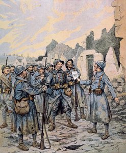Mutiny in the French army on the Western Front, April-May 1917 (colour litho) بواسطة اسم مستعار لـ Onfray de Breville Jacques Job