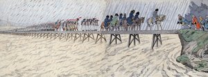 مر نابليون بونابرت (1769-1821) وجيشه نهر الراين في 1 أكتوبر 1805 - نابليون يعبر الراين (الراين) بالقرب من كيل بواسطة اسم مستعار لـ Onfray de Breville Jacques Job