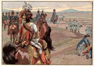 Napoleon I Bonaparte (1769-1821) with Joachim Murat (1767-1815) during the surrender of Ulm in 1805. Engraving by Jacques Marie Gaston Onfray de Breville dit Job (1858-1931) بواسطة اسم مستعار لـ Onfray de Breville Jacques Job