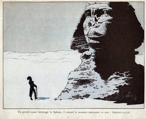 نابليون يدرس تمثال أبو الهول في مصر - الطباعة الحجرية بواسطة Job (Jacques Onfroy de Breville) من "" Le Grand Napoleon des Petites Enfants "" "1893