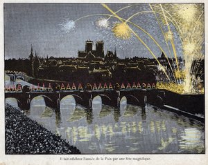 fete de la Paix le 18 brumaire an X (9/11/1801) - نظم نابليون مهرجانًا رائعًا للاحتفال بعام السلام ، 9 نوفمبر 1801 - الطباعة الحجرية بواسطة Job (Jacques Onfroy de Breville) من Le Grand Napoleon des Petites Enfants ”” “1893 بواسطة اسم مستعار لـ Onfray de Breville Jacques Job