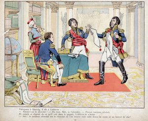 Vainqueur a Dantzig، il dit a Lefebvre: "نابليون و Lefebvre في حصار Danzig ، 24 مايو 1807" الطباعة الحجرية بواسطة Job
