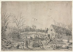 الطوفان العظيم في 10 يناير 1624 أو إصلاح السد المكسور على نهر ليك بواسطة فيان ، 1624. بواسطة فان دي فيلدي إساياس