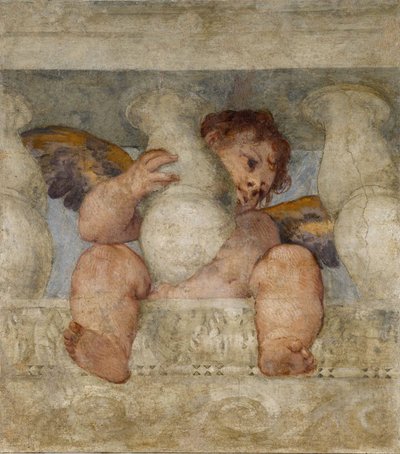 ملاك جالسًا على درابزين على قدم المساواة Veronese ، باولو (1528-1588). فريسكو ، مقاس: 115 × 87 بواسطة فيرونيز