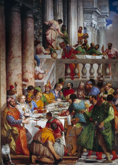 عرس قانا تفصيل: عشاء الأمراء. فريسكو بواسطة باولو فيرونيزي (1528-1588) Ec. الجمعة. بواسطة فيرونيز