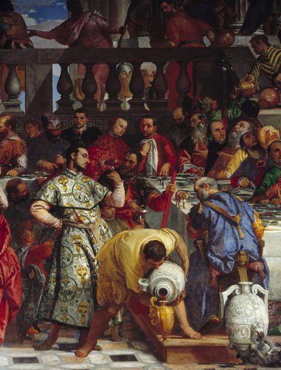 عرس قانا ، تفصيل: تفاصيل نبيذ عرس قانا. فريسكو بواسطة باولو فيرونيزي (1528-1588) Ec. الجمعة. بواسطة فيرونيز