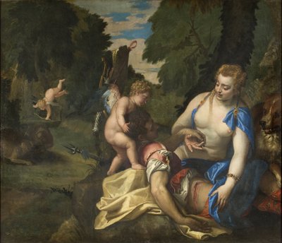 Venus pleurant Adonis - Venus Mourning Adonis ، بواسطة Veronese ، Paolo (1528-1588). زيت على قماش. الأبعاد: 145 × 173.5 سم. المتحف الوطني ستوكهولم بواسطة فيرونيز
