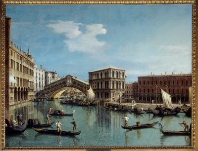 لو بونت دو ريالتو لوحة في البندقية رسمها أنطونيو كانال ديت إل كاناليتو (1697-1768) شمس القرن الثامن عشر 1،19x1،54 م - جسر ريالتو في البندقية. اللوحة التي رسمها أنطونيو قناة تسمى كاناليتو (1697-1768) بواسطة كاناليتو