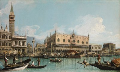 الرصيف بالقرب من ساحة سان ماركو في البندقية ، بواسطة كاناليتو (1697-1768). زيت على قماش ، ج. 1729. Ablo Coleccion بواسطة كاناليتو