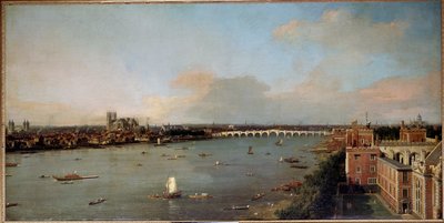 View of London and the Thames in the 18th century Painting by Antonio Canal known as Canaletto (1697-1768) 18th century - Lobkowicz Collections, Lobkowicz Palace, Prague - Dimensions Height: 118 cm (46.5 in). Width: 238 cm (93.7 in) بواسطة كاناليتو