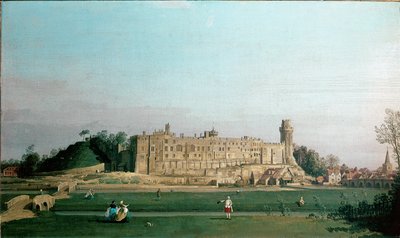 منظر لقلعة وارويك لوحة بواسطة قناة جيوفاني أنطونيو المعروفة باسم كاناليتو (1697-1768) 1751 تقريبًا. شمس. 72x42 سم إنجلترا ، مجموعة قلعة وارويك بواسطة كاناليتو