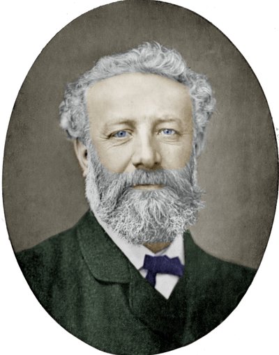 جول فيرن (1828-1905)، روائي فرنسي، تصوير نادر، صورة ملونة بواسطة (1820 1910) نادر