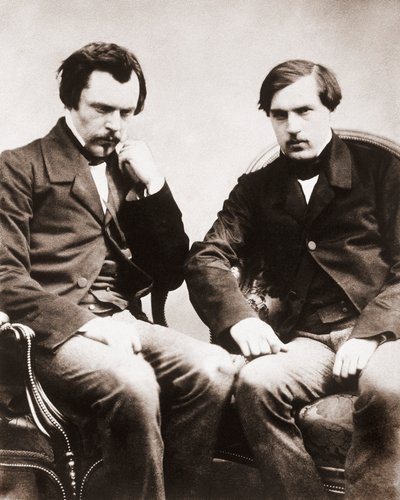 الأخوان إدموند دي غونكور (1822-1896) وجول دي غونكور (1830-1870) نقاد أدبيون وكتاب فرنسيون ، تصوير غاسبار فيليكس تورناشون ديت فيليكس نادار (1820-1910) حوالي عام 1855 بواسطة Nadar