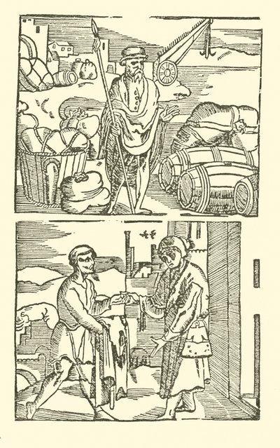 رسم توضيحي لـ Roxburghe Ballads (نقش خشبي) بواسطة (بعد) المدرسة الإنجليزية