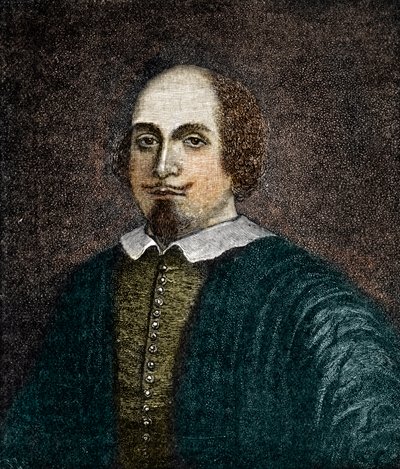 صورة للكاتب المسرحي الإنجليزي ويليام شكسبير (1564-1616) نقش بعد لوحة مجهولة من القرن الثامن عشر بواسطة (بعد) المدرسة الإنجليزية