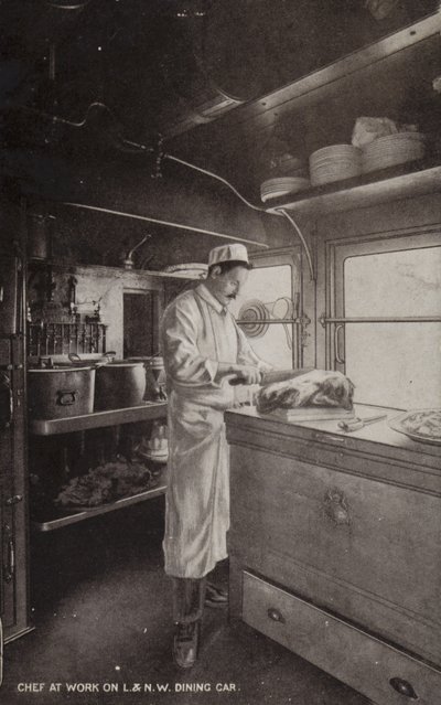 الشيف في العمل على L و NW Dining Car (b / w photo) بواسطة (بعد) مصور انكليزي