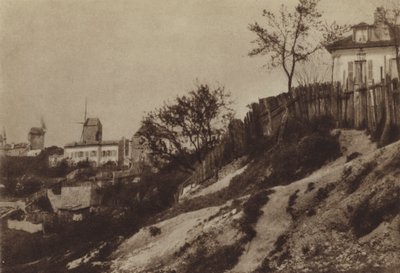 حدائق مونمارتر مع مطحنة Blute-fin حوالي عام 1860 (صورة بالأبيض والأسود) بواسطة (بعد) مصور فرنسي