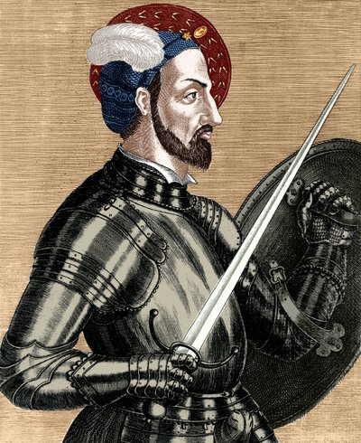 شارل بوربون (1490-1527) ، القائد الأعلى للجيوش الفرنسية ، نقش على وثيقة ملونة بواسطة (بعد) المدرسة الفرنسية