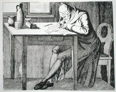 غاسبار لافاتير (1741-1801) في دراسته ، نسخة من رسم توضيحي من كتابه "L'Art de connaitre les hommes par la physionomie" ، باريس 1820 ، المستخدم في "تاريخ السحر" ، نُشر في أواخر القرن التاسع عشر (نقش) بواسطة (بعد) المدرسة الفرنسية