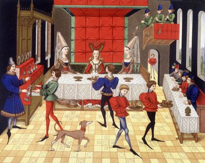 خدمة المائدة في chatelaine - طبق من صورة مصغرة لرومان Renaud de Montauban بواسطة (بعد) المدرسة الفرنسية