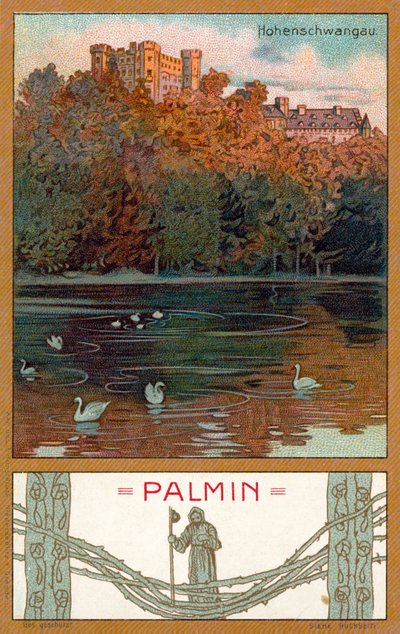 قلعة Hohenschwangau ، بافاريا (Chromolitho) بواسطة (بعد) المدرسة الألمانية