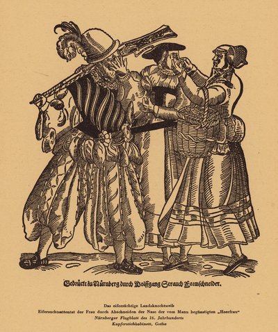 امرأة غيورة تقطع أنف منافس لها من أجل الحصول على عشق لاندسكنيشت (نقش) بواسطة (بعد) المدرسة الألمانية