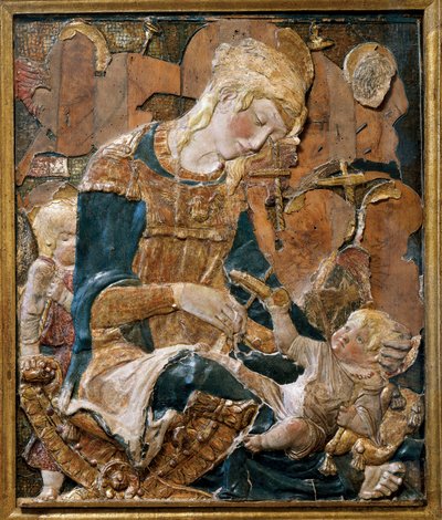 مادونا والطفل ، الإغاثة الأساسية (الطين) بواسطة (Attr. to) Donatello