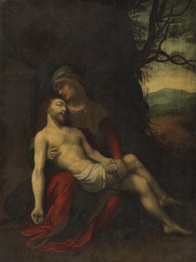 Pietà, c.1520-30 (oil on panel) بواسطة من أتباع كوريجيو