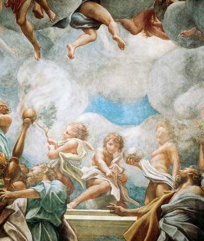 Ephebes and apostle, detail from Assumption of Virgin بواسطة (1489-1534) كوريجيو