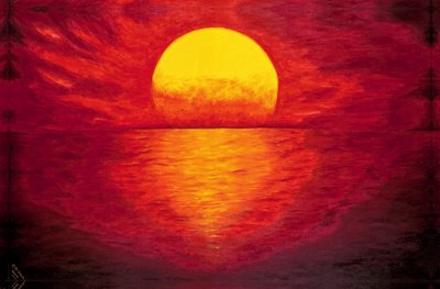 غروب الشمس الناري على البحر بواسطة أوت شرامكي