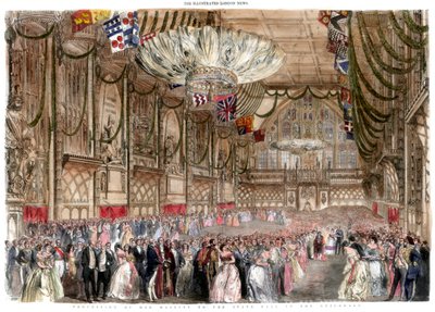 موكب جلالتها إلى كرة الولاية في Guildhall ، 1851. بواسطة بناء