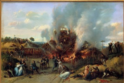 كارثة سكة حديد في بلفيو على سكة حديد فرساي 8/05/1842 رسم بواسطة A. Provost (نشط 1834-1855) 1842 Sceaux ، musee de l'Ile de France - كارثة على السكك الحديدية بين فرساي وبلفيو ، 8 مايو 1842. لوحة بواسطة بروفوست (نشط 1834-1855 بواسطة عميد