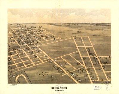 منظر عين الطائر لبروكفيلد، لين كو، ميسوري 1869. LOC 73693470 بواسطة أ. روجر