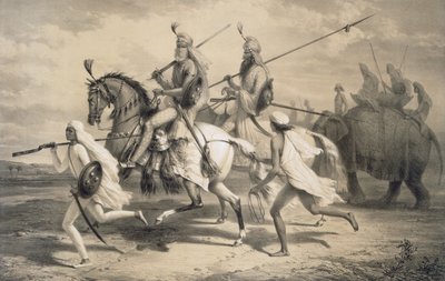 السيخ شيوخون يذهبون للصيد ، 1858. بواسطة أ. سولتيكوف