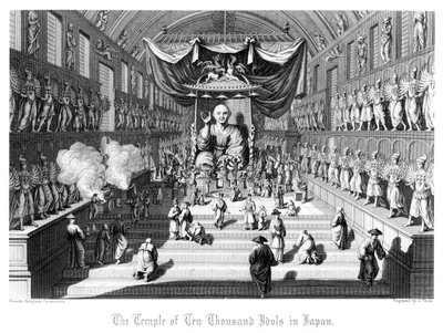 معبد عشرة آلاف من الأصنام في اليابان ، c1860. بواسطة أ. ثوم