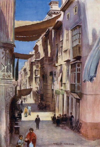 A Street in Murcia (colour litho) بواسطة أ. تريفور هادون