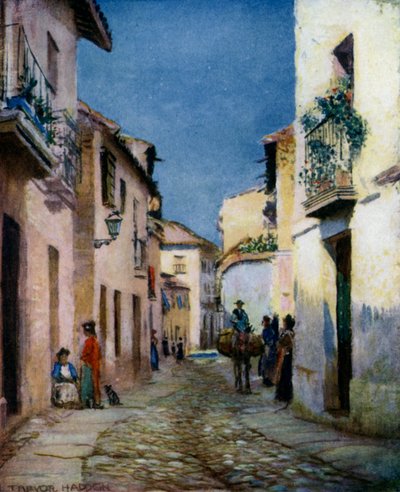 Cordova, A Street Scene (colour litho) بواسطة أ. تريفور هادون