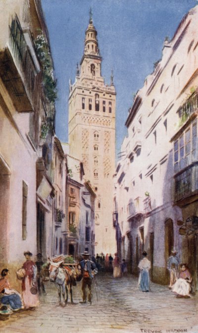 Seville, The Giralda (colour litho) بواسطة أ. تريفور هادون