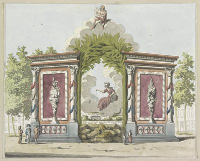 الفنون والعلوم ، الزخرفة في سوق نورديرماركت ، 1795 عشر لوحات من الزخارف في Alliantiefeest في أمستردام عام 1795 (عنوان السلسلة) بواسطة ملصق جون رويلوف