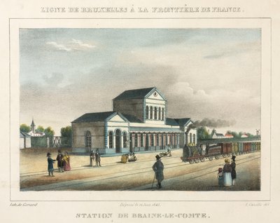 محطة Braine-le-Comte ، بلجيكا ، محفورة من قبل جيرارد ، 1843 بواسطة أ بعد Canelle