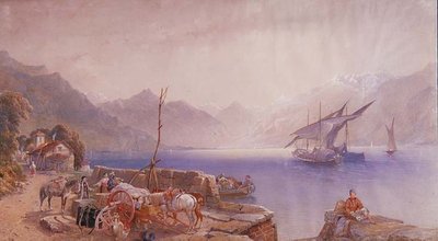 على شاطئ بحيرة إيطالي بواسطة آرون إدوين بينلي