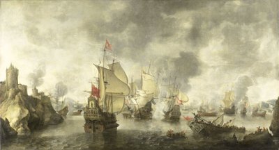 معركة الأسطول الفينيسي والهولندي المشترك ضد الأتراك في خليج فويا ، 1649 بواسطة ابراهام بيرستراتن