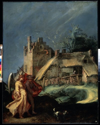 "" The Young Tobias and the Angel (Archangel Raphael) "" (منظر طبيعي مع توبياس والملاك) لوحة رسمها أبراهام بلوميرت (1566-1651) 1610-1615 Dim. 139x107.5 cm متحف هيرميتاج ، سانت بطرسبرغ (سانت بطرسبرغ) بواسطة إبراهيم بلويميرت