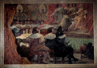 تمثيل مسرحي في القرن السابع عشر في شاتو دي جروسبوا لوحة رسمها أبراهام بوس (1602-1676) بواسطة إبراهيم بوس