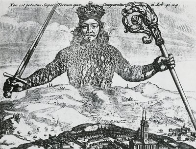 صفحة العنوان لـ "Leviathan ، أو The Matter ، Forme ، & Power of a Common-Wealth Ecclesiasticall and Civill" بقلم توماس هوبز بواسطة إبراهيم بوس