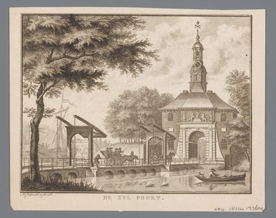 منظر ل Zijlpoort في ليدن بوابة Zyl (العنوان على الكائن) بواسطة ويدوي أبراهام هونكوب (أنا)