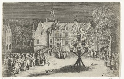نار في زيارة الأميرة ماريا هنريتا مع الأمير ويليام الثالث إلى بريدا ، 1653 بواسطة ابراهام ديركس. سانتوريني