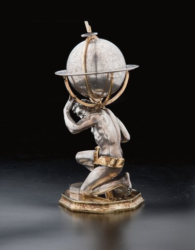 اثنين من الكرات الأرضية والسماوية استثنائية ، بدعم من هرقل وأطلس ، اوغسبورغ ، 1697-99 بواسطة إبراهيم درينتويت